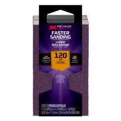 3M Pro Grade Precision 2-1/2 in. x 4-1/2 in. x 1 in. 120-Grit Fine Block Sanding Sponge (2-Pack)(Case of 6)