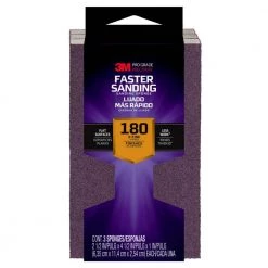 3M Pro Grade Precision 2.5 in. x 4.5 in. x 1 in. 180 Grit Faster Sanding Sanding Block Sponge (Case of 4)
