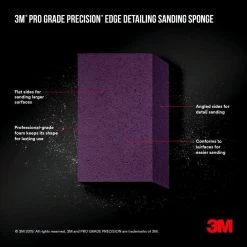 3M Pro Grade Precision 2.875 in. x 4.5 in. x 1 in. 220 Grit Edge Detailing Dual Angle Sanding Sponge (Case of 12) -Sandpaper, Patching & Repair Sales 3m drywall sanding tools 24220pgp xf da 40 1000 1
