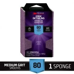 3M Pro Grade Precision 2-7/8 in. x 4-1/2 in. x 1 in. 80-Grit Medium Dual Angle Edge Detailing Sanding Sponge (Case of 12)