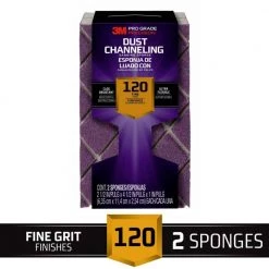 3M Pro Grade Precision 4-1/2 in. x 2-1/2 in. x 1 in. 120-Grit Fine Dust Channeling Sanding Sponge (2-Pack)(Case of 6)