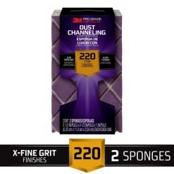 3M Pro Grade Precision 4-1/2 in. x 2-1/2 in. x 1 in. 220-Grit, X-Fine Dust Channeling Sanding Sponge (2-Pack)(Case of 12)