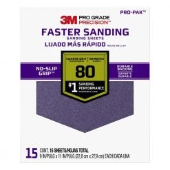 3M Pro Grade Precision 9 in. x 11 in. 80 Grit Coarse Faster Sanding Sheets (15-Pack)