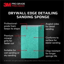 3M 2.5 in. x 4.5 in. x 1 in. 120 Fine Grit Pro Grade Angled Drywall Sanding Sponge -Sandpaper, Patching & Repair Sales 3m drywall sanding tools 30904fpsa 40 1000