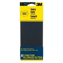 3M 3-2/3 in. x 9 in. Coarse Medium and Fine Grit Emery Cloth Sandpaper (3-Sheets/Pack) (Case of 20)