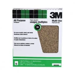 3M 9 in. x 11 in. 36 Grit Extra Coarse Aluminum Oxide Sandpaper ((15-Pack) (Case of 10))
