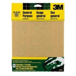 3M 9 in. x 11 in. 100, 150, 220 Grit Medium, Fine and Very Fine Aluminum Oxide Sand Paper (5 Sheets-Pack)