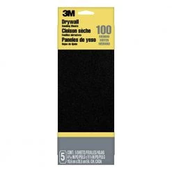 3M 43/16 in. x 11-1/4 in. x 1 in. 100 Medium Grit Drywall Sanding Sheets (5-Pack)