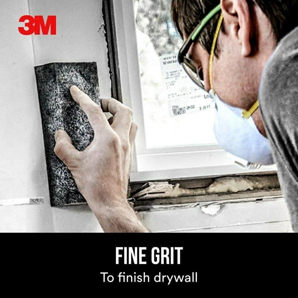 3M 2-7/8 in. x 8 in. x 1 in. (7.30 cm x 20.32 cm x 2.54 cm) Grit Extra-Large Fine Angled Drywall Sanding Sponge (2-Pack) 5 3M 2-7/8 in. x 8 in. x 1 in. (7.30 cm x 20.32 cm x 2.54 cm) Grit Extra-Large Fine Angled Drywall Sanding Sponge (2-Pack) - Image 3