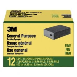 3M 3-3/4 in. x 2-5/8 in. x 1 in. 100 Grit Fine Sanding Sponge Block (12-Pack)