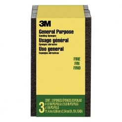 3M 4-1/2 in. x 2-1/2 in. x 1 in. 120 Fine-Grit Block Sanding Sponge ((3-Pack) (Case of 6))