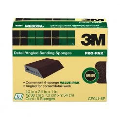 3M 2-7/8 in. x 4-7/8 in. x 1 in. Medium Detail Area/Angled Sanding Sponge (6-Pack) (Case of 4)