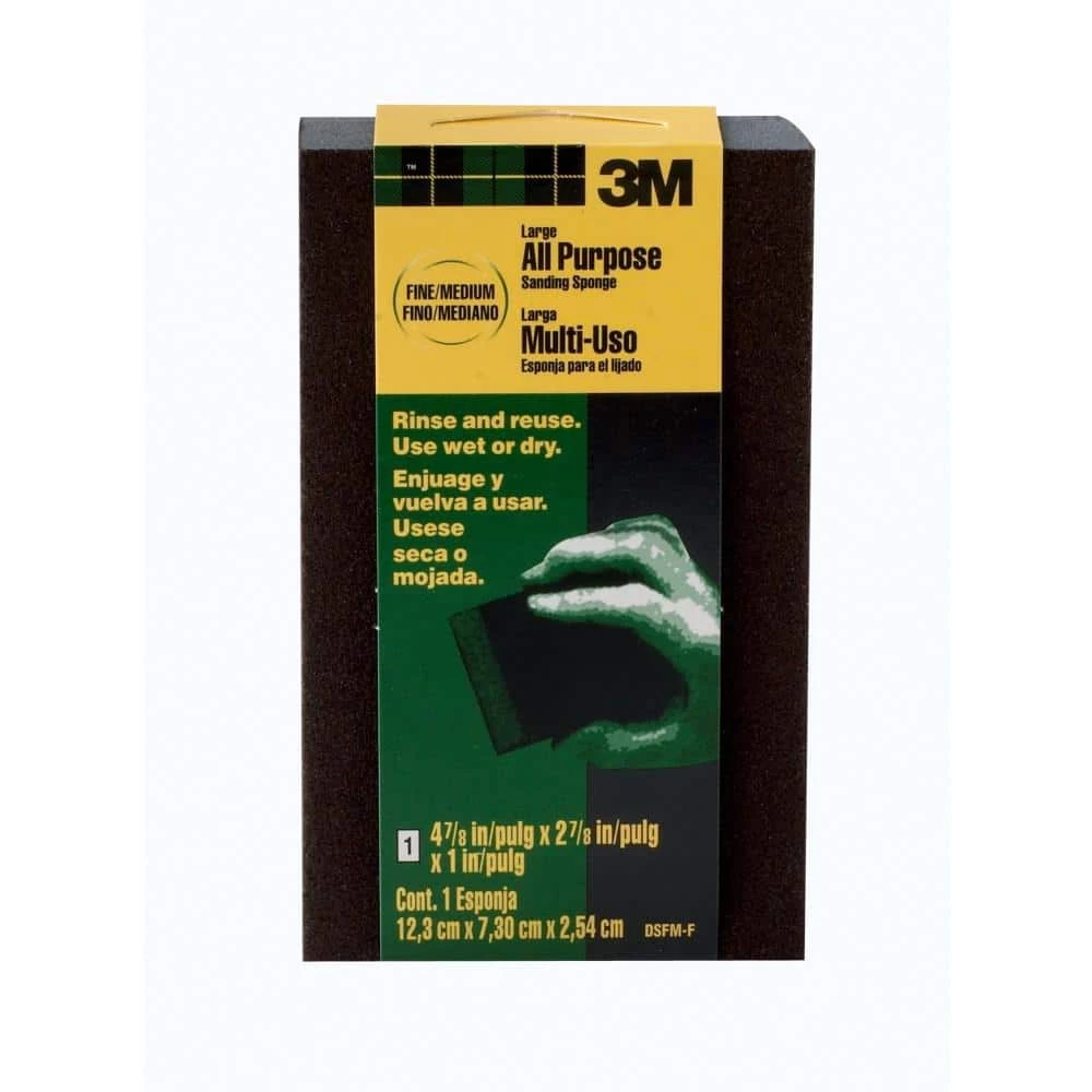 3M 2-7/8 in. x 4-7/8 in. 100, 180 Fine/Medium All-Purpose Sanding Sponge 6 3M 2-7/8 in. x 4-7/8 in. 100, 180 Fine/Medium All-Purpose Sanding Sponge - Image 4