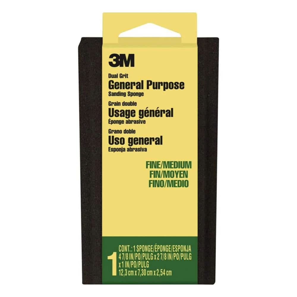 3M 2-7/8 in. x 4-7/8 in. 100, 180 Fine/Medium All-Purpose Sanding Sponge 4 3M 2-7/8 in. x 4-7/8 in. 100, 180 Fine/Medium All-Purpose Sanding Sponge - Image 2