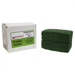 SUN BRITE 6 in. x 9 in. x 1/4 in. 240-280 Grit Fine Green Finishing Hand Pads (20-Pack)