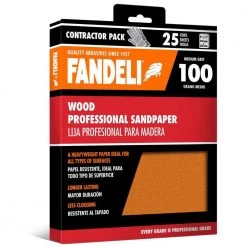 Fandeli 9 in. x 11 in. 100 Grit Medium Aluminum Oxide Sandpaper (25-Pack)