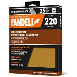 Fandeli 9 in. x 11 in. 220 Grit Fine Premium Aluminum Oxide Sandpaper (25-Pack)