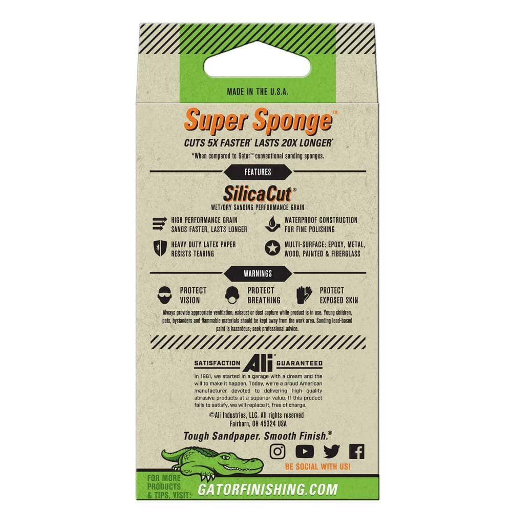 Gator Super Sponge 3 in. x 5 in. x 1 in. Mirror Fine 1500-Grit Sanding Sponge 6 Gator Super Sponge 3 in. x 5 in. x 1 in. Mirror Fine 1500-Grit Sanding Sponge - Image 4