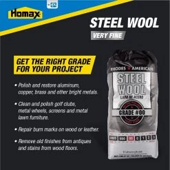 Homax Fine Grade #00 Steel Wool (12-Pad) -Sandpaper, Patching & Repair Sales homax steel wool 10121100 6 c3 1000