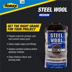 Homax Medium Grade #1 Steel Wool (12-Pad) -Sandpaper, Patching & Repair Sales homax steel wool 10121111 6 c3 1000