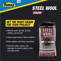 Homax Coarse Grade #3 Steel Wool (12-Pad) -Sandpaper, Patching & Repair Sales homax steel wool 10121113 c3 1000