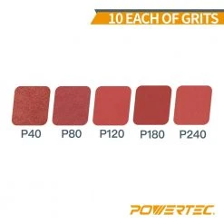 POWERTEC 1/2 in. x 18 in. 40/80/120/180/240 Grit Sanding Belt Assortment for Belt Sander, Aluminum Oxide, (50-Pack) -Sandpaper, Patching & Repair Sales powertec power sander accessories 40182 1 c3 1000