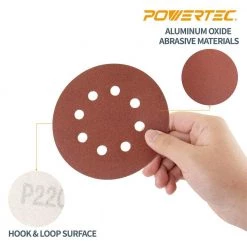 POWERTEC 5 in. A/O Hook and Loop 8 Hole Disc Assortment 40-Grit, 80-Grit, 120-Grit, 220-Grit and 320-Grit in Red (100-Pack) 10 POWERTEC 5 in. A/O Hook and Loop 8 Hole Disc Assortment 40-Grit, 80-Grit, 120-Grit, 220-Grit and 320-Grit in Red (100-Pack) -Sandpaper, Patching & Repair Sales powertec power sander accessories 45000 1f 1000