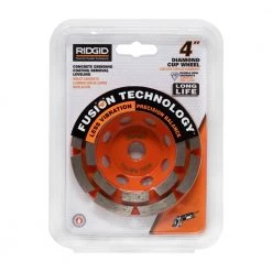 RIDGID 4 in. Double Row Diamond Cup Wheel -Sandpaper, Patching & Repair Sales ridgid diamond grinding wheels brushes hd awd40 4f 1000