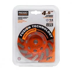 RIDGID 4.5 in. Turbo Cup Wheel -Sandpaper, Patching & Repair Sales ridgid diamond grinding wheels brushes hd taw45p1 4f 1000
