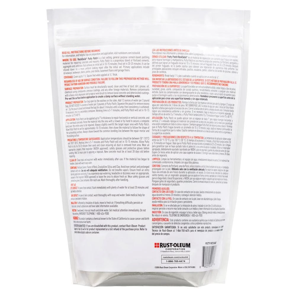 Rust-Oleum RockSolid 3 lbs. Concrete Putty Patch (6-Pack) 4 Rust-Oleum RockSolid 3 lbs. Concrete Putty Patch (6-Pack) - Image 2