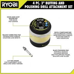 RYOBI Buffing and Polishing Drill Attachment Set (4-Piece) -Sandpaper, Patching & Repair Sales ryobi power buffing accessories a92402 40 1000