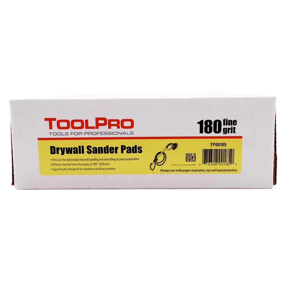 ToolPro 9 in. (225 mm) 180 Grit Drywall Sander Pads (5-Piece) 4 ToolPro 9 in. (225 mm) 180 Grit Drywall Sander Pads (5-Piece) - Image 3