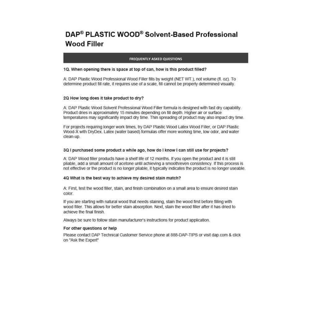 DAP Plastic Wood 4 oz. White Solvent Wood Filler 9 DAP Plastic Wood 4 oz. White Solvent Wood Filler - Image 7